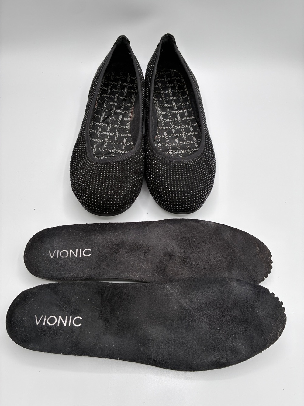 Vionic Spark Willow Ballet Flats, Black Crystal-Embellished Ballet Flats Sz 9 - Picture 3 of 13
